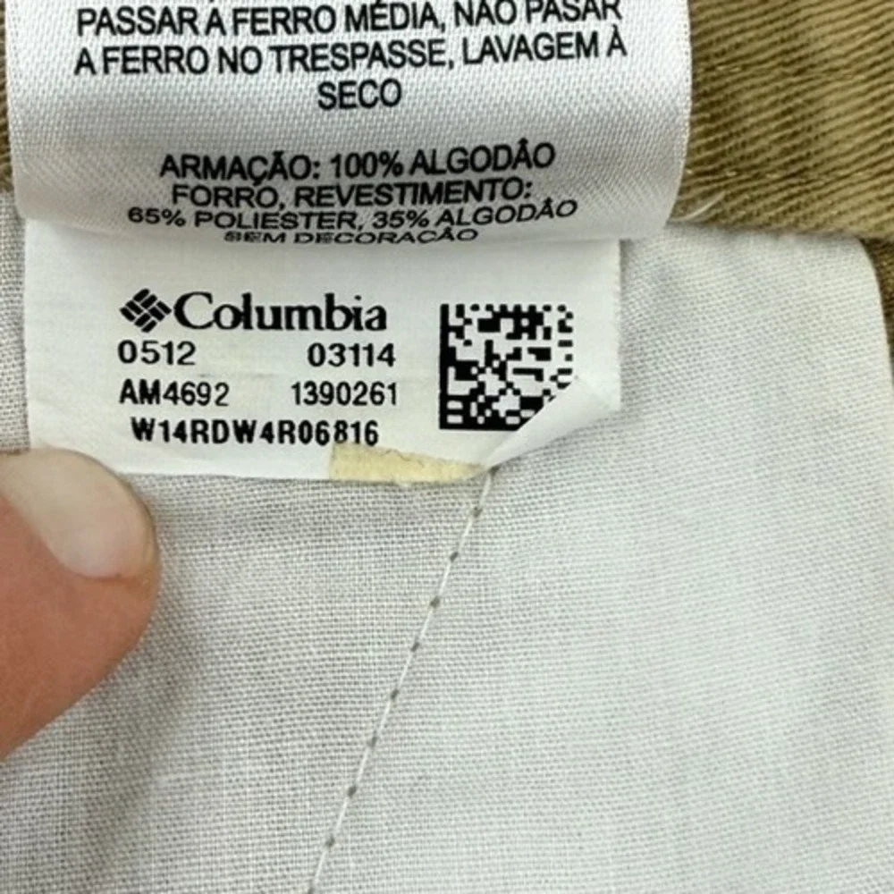 Columbia 36W 10L Khaki Cotton Cargo Men's Shorts AM4692, Omni-Shade